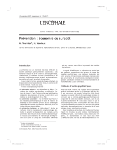 Prévention : économie ou surcoût M. Tournier*, H. Verdoux