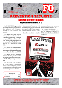 Prévention sécurité MINIMA CONVENTIONNELS Négociations salariales 2012