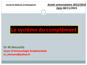 Le système du complément Dr M.Messatfa Cours d’immunologie fondamentale