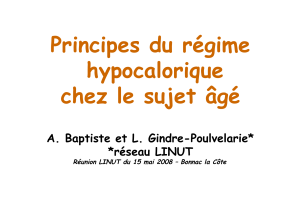 Principes du régime hypocalorique chez le sujet âgé A. Baptiste et L. Gindre-Poulvelarie*