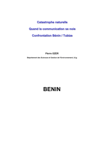 BENIN Catastrophe naturelle Quand la communication se noie Confrontation Bénin / Tubize
