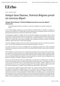Intégré dans Danone, Nutricia Belgium prend un nouveau dép...