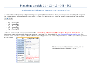Plannings partiels L1 – L2 – L3 – M1 –... Psychologie Paris 13 Villetaneuse * Dernier semestre année 2011/2012