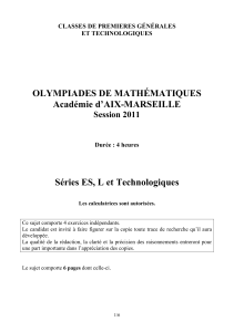 OLYMPIADES DE MATHÉMATIQUES Académie d’AIX-MARSEILLE  Séries ES, L et Technologiques