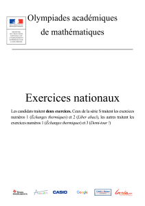 Exercices nationaux Olympiades académiques de mathématiques