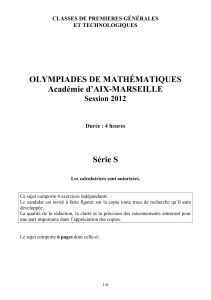 OLYMPIADES DE MATHÉMATIQUES Académie d’AIX-MARSEILLE  Série S
