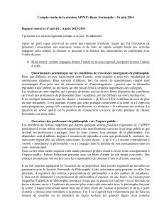 Compte-rendu de la réunion APPEP- Basse Normandie – 16 juin...  Rapport moral et d’activité : Année 2013-2014