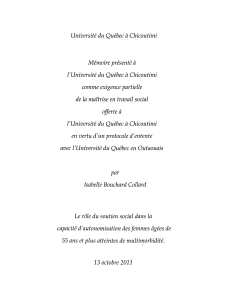 Université du Québec à Chicoutimi Mémoire présenté à comme exigence partielle