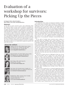 Evaluation of a workshop for survivors: Picking Up the Pieces Introduction