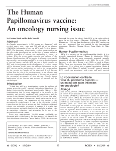 The Human Papillomavirus vaccine: An oncology nursing issue