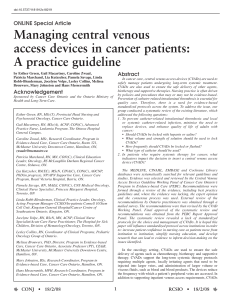 Managing central venous access devices in cancer patients: A practice guideline
