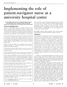 Implementing the role of patient-navigator nurse at a university hospital centre