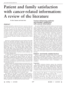 Factors influencing patients’ and families’ satisfaction with cancer information Abstract