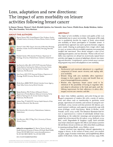 Loss, adaptation and new directions: activities following breast cancer