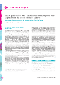 Vaccin quadrivalent HPV : des résultats encourageants pour D