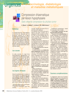 Urgences Compression chiasmatique par lésion hypophysaire en endocrinologie, diabétologie