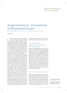L Angiorésistance : mécanismes et physiopathologie DOSSIER THÉMATIQUE