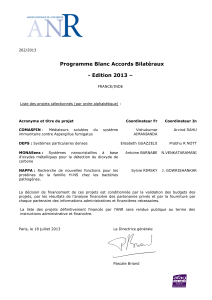 Programme Blanc Accords Bilatéraux - Edition 2013 –