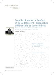 L Trouble bipolaire de l’enfant et de l’adolescent : diagnostics différentiels et comorbidités