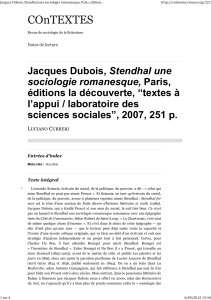 Jacques	Dubois,	Stendhal	une	sociologie	romanesque,	Paris,	édition...