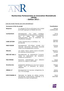 Recherches Partenariales et Innovation Biomédicale (RPIB) - Edition 2012 -