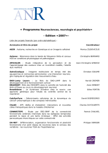 « Programme Neurosciences, neurologie et psychiatrie»  - Edition «2007»-