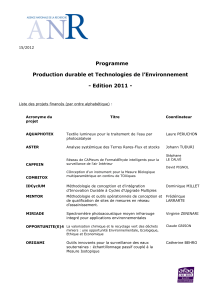 Programme Production durable et Technologies de l’Environnement - Edition 2011 -