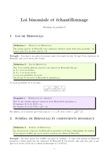 Loi binomiale et échantillonnage 1 Loi de Bernoulli Révisions de permière S