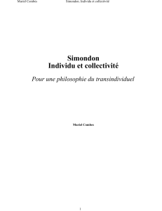 Simondon Individu et collectivité Pour une philosophie du transindividuel Muriel Combes