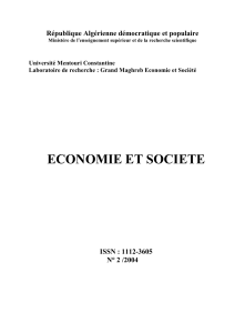 ECONOMIE ET SOCIETE République Algérienne démocratique et populaire ISSN : 1112-3605