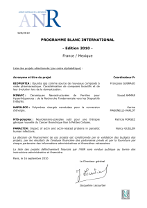 PROGRAMME BLANC INTERNATIONAL  - Edition 2010 - France / Mexique