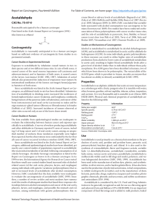 Acetaldehyde Report on Carcinogens, Fourteenth Edition CAS No. 75-07-0
