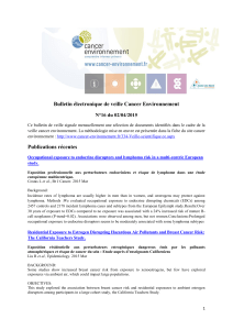 Bulletin électronique de veille Cancer Environnement N°16 du 02/04/2015