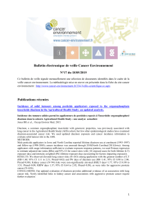 Bulletin électronique de veille Cancer Environnement N°17 du 18/05/2015