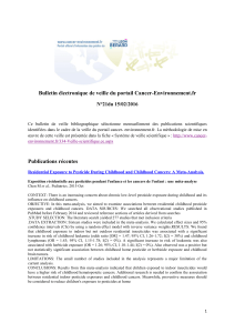 Bulletin électronique de veille du portail Cancer-Environnement.fr N°21du 15/02/2016