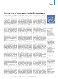 News Carcinogenicity of consumption of red and processed meat