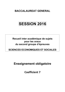SESSION 2016 BACCALAUREAT GENERAL