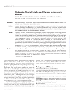 Moderate Alcohol Intake and Cancer Incidence in Women ARTICLE