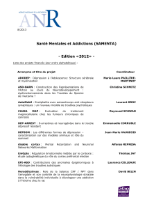 Santé Mentales et Addictions (SAMENTA)  - Edition «2012» -