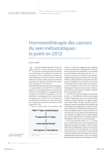 A Hormonothérapie des cancers du sein métastatiques : le point en 2012
