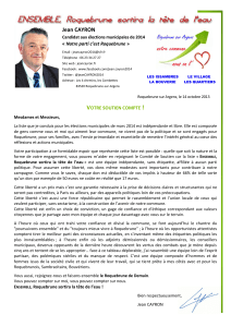 Jean CAYRON Notre parti c’est Roquebrune Candidat aux élections municipales de 2014