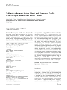 Oxidant/Antioxidant Status, Lipids and Hormonal Profile