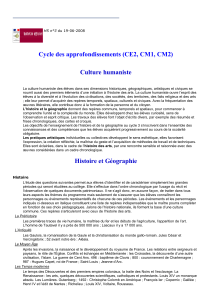 Cycle des approfondissements (CE2, CM1, CM2) Culture humaniste