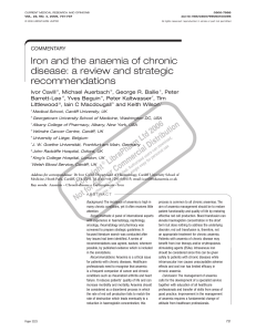 Iron and the anaemia of chronic disease: a review and strategic recommendations