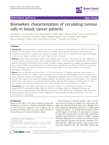 Biomarkers characterization of circulating tumour cells in breast cancer patients Open Access