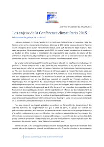 Les enjeux de la Conférence climat Paris 2015
