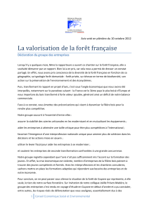 La valorisation de la forêt française Déclaration du groupe des entreprises