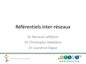 Référentiels inter-réseaux Dr Renaud Lefebvre Dr Christophe Debelleix Dr Laurence Digue
