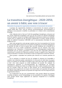 La transition énergétique : 2020-2050,
