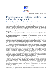 L’investissement public : malgré les difficultés, une priorité